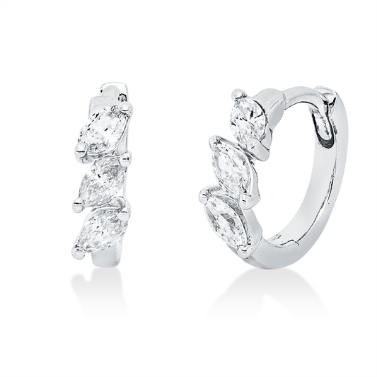 Creolen 18 kt WG, 6 Nav. 0,27 ct, TW-pi