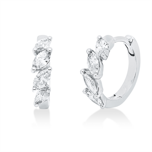 Creolen 18 kt WG, 8 Nav. 0,39 ct, TW-pi