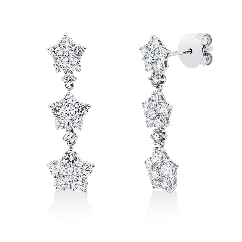 Ohrschmuck 18 kt WG, 10 Brill. 1,06 ct, TW-si, 26 Brill. 1,52 ct, TW-si, 4 Brill. 0,13 ct, TW-si