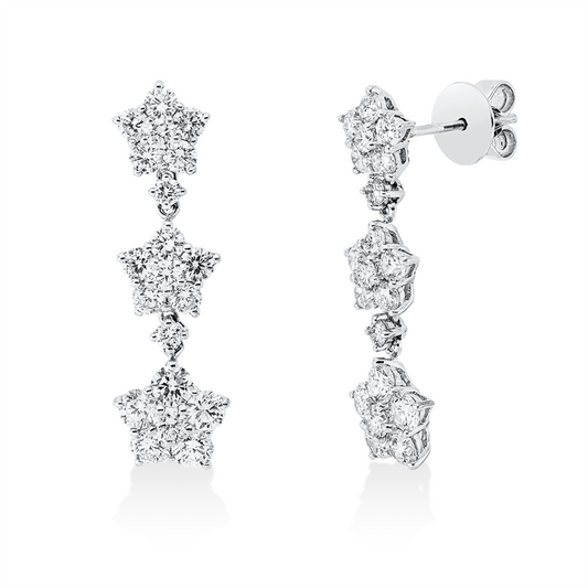 Ohrschmuck 18 kt WG, 10 Brill. 1,06 ct, TW-si, 26 Brill. 1,52 ct, TW-si, 4 Brill. 0,13 ct, TW-si