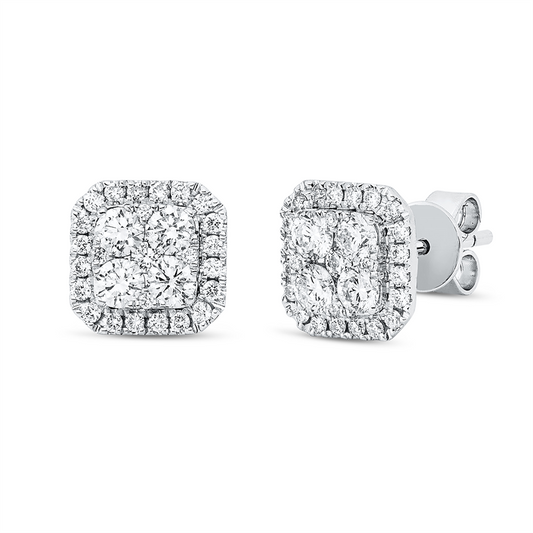 Ohrstecker 18 kt WG, 2 Brill. 0,05 ct, 40 Brill. 0,28 ct, 8 Brill. 0,03 ct, 8 Brill. 0,79 ct, TW-si