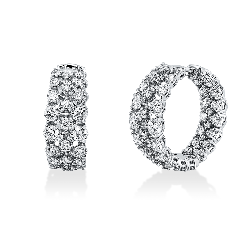 Creolen 18 kt WG, 104 Brill. 3,02 ct, TW-pi