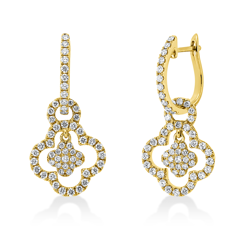 Ohrschmuck 18 kt GG, 118 Brill. 0,76 ct, TW-si