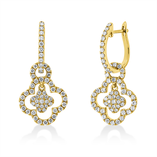 Ohrschmuck 18 kt GG, 118 Brill. 0,76 ct, TW-si