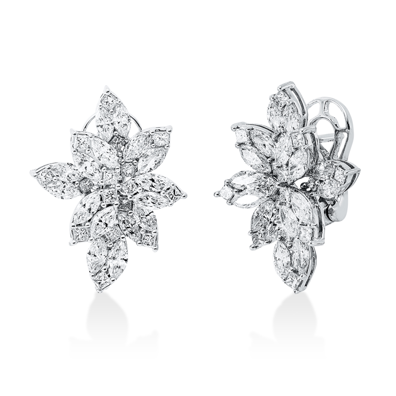 Ohrschmuck 18 kt WG, 32 Princ. 0,65 ct, TW-vsi, 32 Nav. 2,07 ct, TW-vsi
