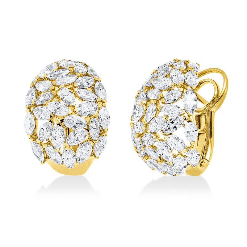 Creolen 18 kt GG, 70 Nav. 5,77 ct, F-vsi/si