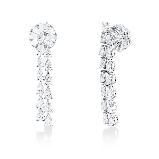 Ohrschmuck 18 kt WG, 8 Tropfen 0,97 ct, F-vsi/si, 22 Tropfen 3,14 ct, F-vsi/si