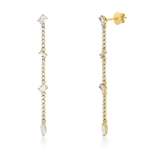 Ohrschmuck 18 kt GG, 6 Fant-Schl 1,02 ct, TW-vsi, 2 Bag. 0,08 ct, TW-si, 44 Brill. 0,60 ct, TW-si