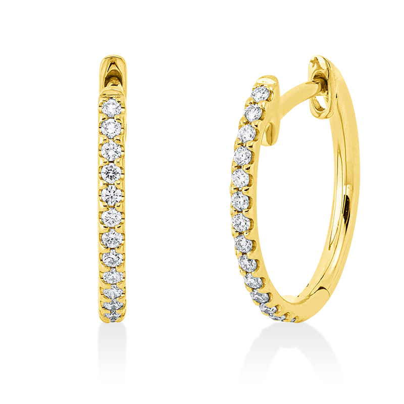 Creolen 18 kt GG, 28 Brill. 0,14 ct, TW-si
