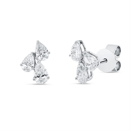 Ohrstecker 18 kt WG, 4 Tropfen 0,61 ct, TW-vsi, 2 Tropfen 0,39 ct, TW-vsi