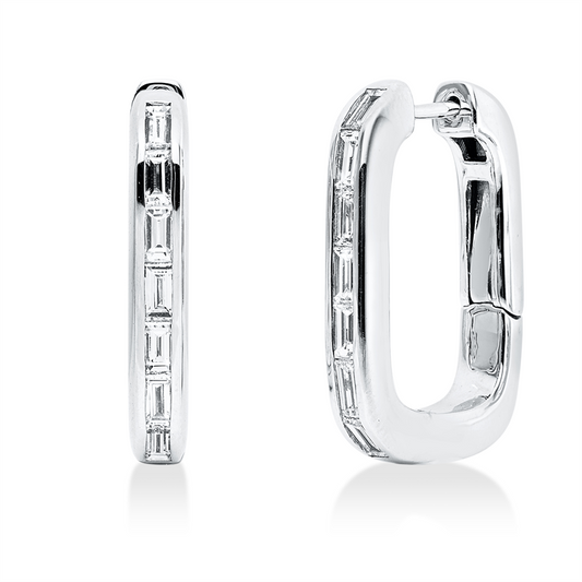 Creolen 18 kt WG, 14 Bag. 1,14 ct, TW-vsi