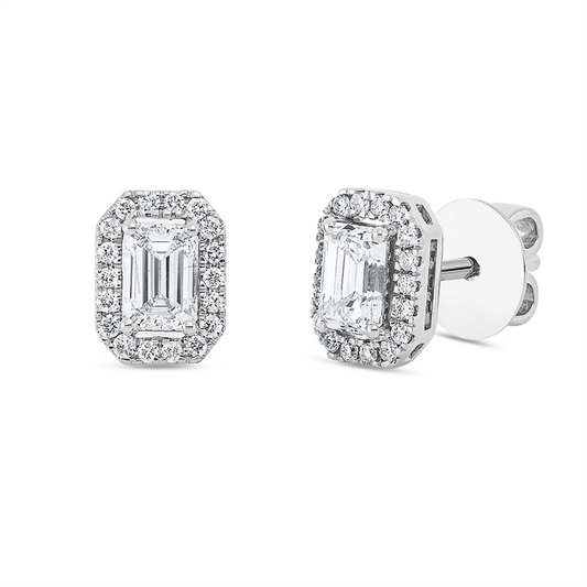 Ohrstecker 18 kt WG, 2 Sm.schliff 0,80 ct, TW-si, 36 Brill. 0,18 ct, TW-si