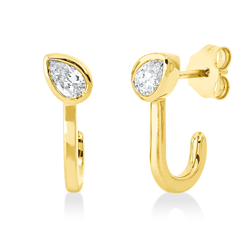 Ohrschmuck 18 kt GG, 2 Tropfen 0,38 ct, TW-si