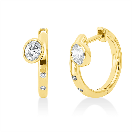 Creolen 18 kt GG, 2 Oval 0,44 ct, TW-si, 4 Brill. 0,04 ct, TW-si