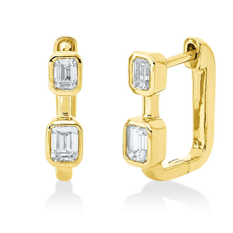 Creolen 18 kt GG, 2 Sm.schliff 0,48 ct, TW-si, 2 Sm.schliff 0,35 ct, TW-si