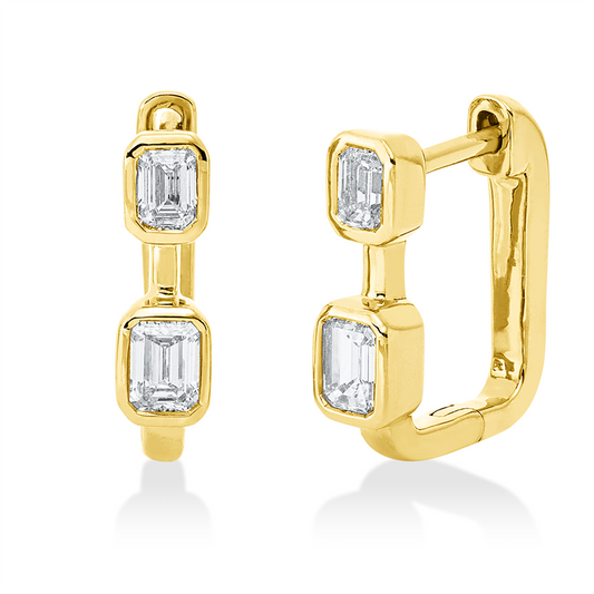 Creolen 18 kt GG, 2 Sm.schliff 0,48 ct, TW-si, 2 Sm.schliff 0,35 ct, TW-si