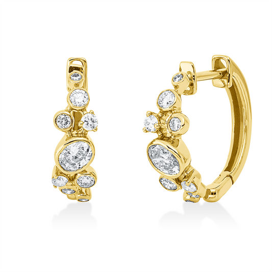 Creolen 18 kt GG, 2 Oval 0,33 ct, TW-si, 8 Brill. 0,24 ct, TW-si, 8 Brill. 0,11 ct, TW-si