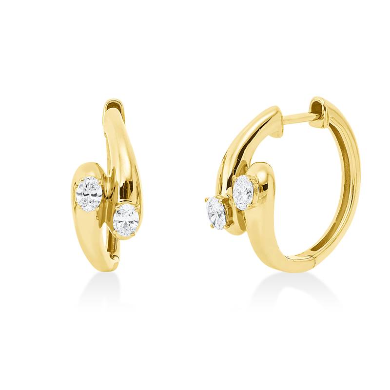 Creolen 18 kt GG, 4 Oval 0,43 ct, TW-si