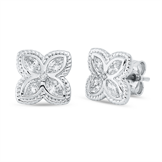 Ohrstecker 18 kt WG, 8 Nav. 0,65 ct, TW-si, 2 Brill. 0,08 ct, TW-si