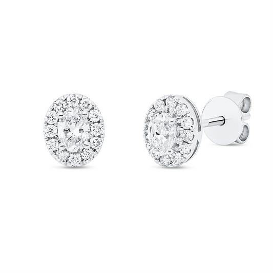 Ohrstecker 18 kt WG, 2 Oval 0,27 ct, TW-si, 24 Brill. 0,16 ct, W-si