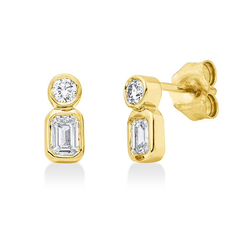 Ohrstecker 18 kt GG, 2 Sm.schliff 0,40 ct, TW-si, 2 Brill. 0,11 ct, TW-si
