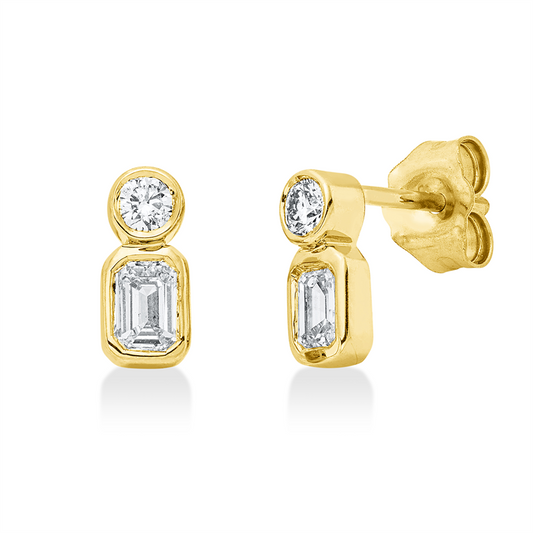 Ohrstecker 18 kt GG, 2 Sm.schliff 0,40 ct, TW-si, 2 Brill. 0,11 ct, TW-si