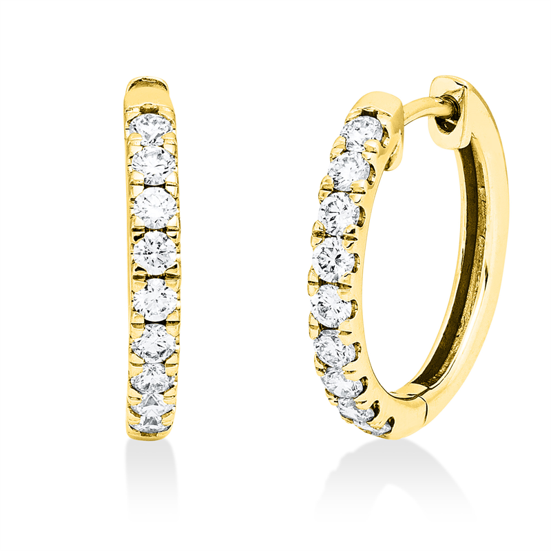 Creolen 18 kt GG, 18 Brill. 0,47 ct, TW-si