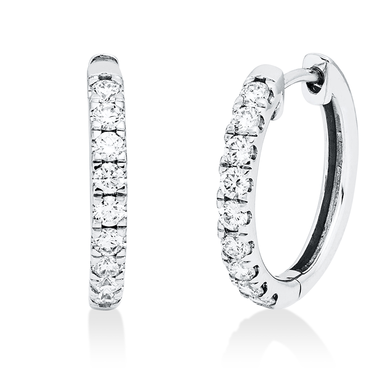 Creolen 18 kt WG, 18 Brill. 0,47 ct, TW-si