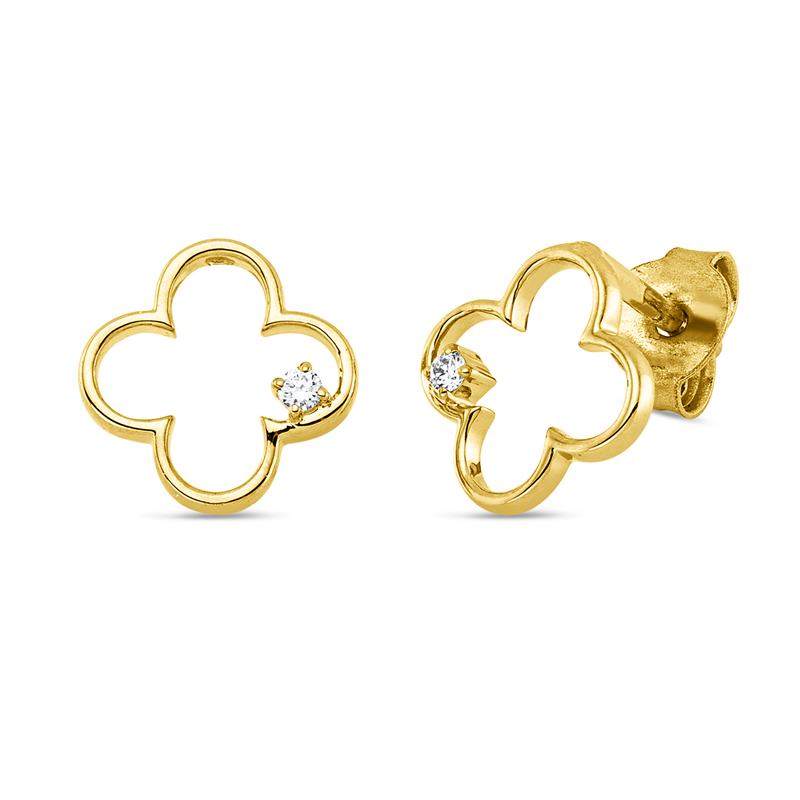 Ohrstecker 18 kt GG, 2 Brill. 0,02 ct, TW-si