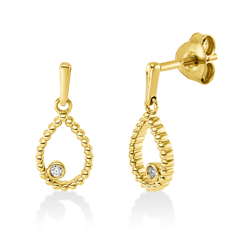 Ohrschmuck 18 kt GG, 2 Brill. 0,02 ct, TW-si