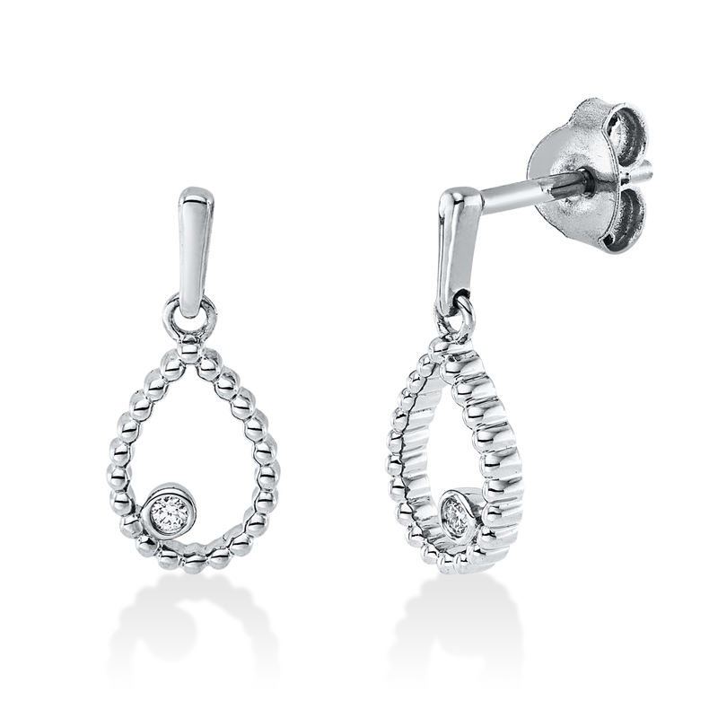 Ohrschmuck 18 kt WG, 2 Brill. 0,02 ct, TW-si