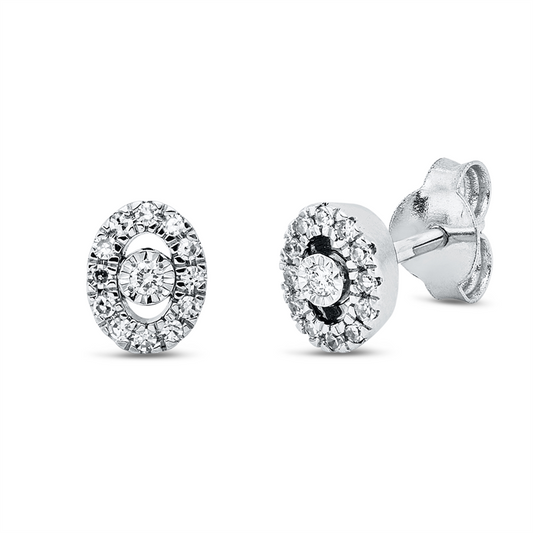 Ohrstecker 18 kt WG, 2 Brill. 0,02 ct, TW-si, 24 Dia. 0,10 ct, TW-si