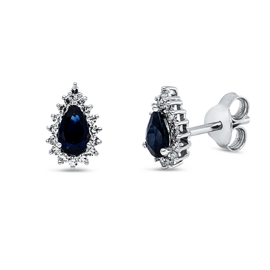 Ohrstecker 18 kt WG, 32 Dia. 0,16 ct, TW-si, 2 Saphire 0,52 ct blau