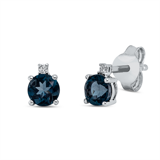 Ohrstecker 18 kt WG, 2 Brill. 0,02 ct, TW-si, 2 Topase 0,62 ct Lond. blue