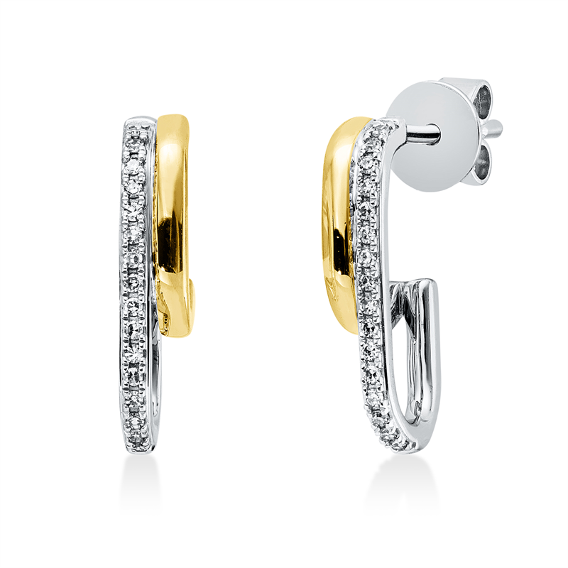 Ohrschmuck 18 kt WG+GG, 32 Brill. 0,08 ct, TW-si