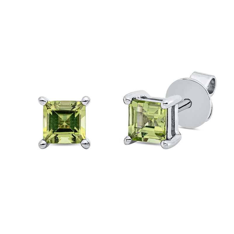 Ohrstecker 18 kt WG, 2 Peridot 0,75 ct grün