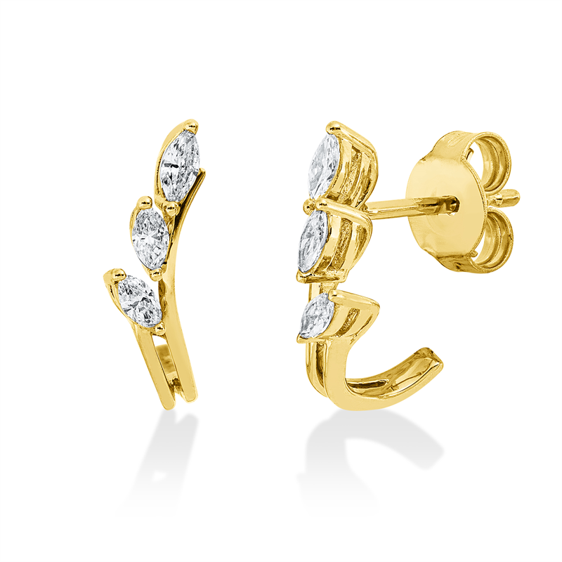 Ohrschmuck 18 kt GG, 6 Nav. 0,25 ct, TW-si