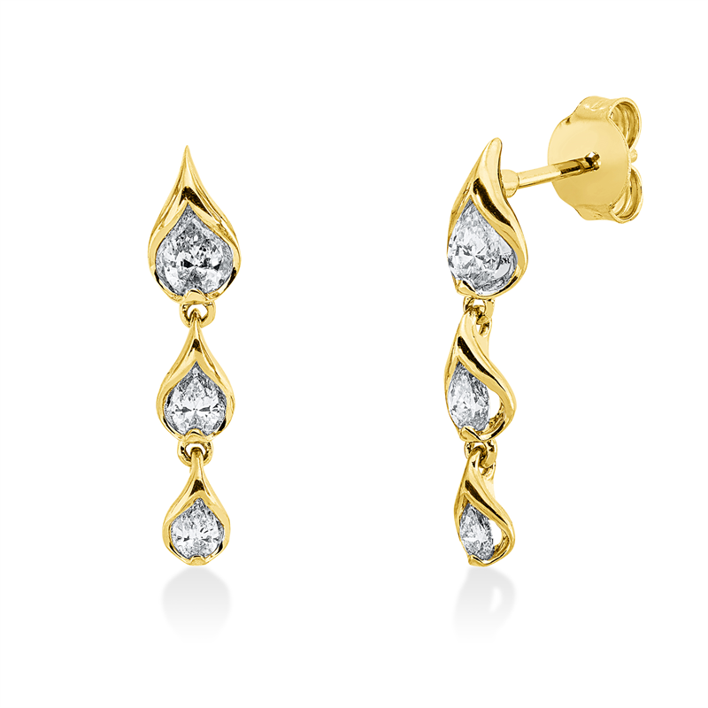 Ohrschmuck 18 kt GG, 6 Tropfen 0,63 ct, TW-si