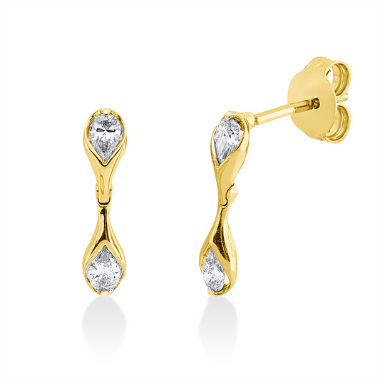 Ohrschmuck 18 kt GG, 4 Tropfen 0,37 ct, TW-si