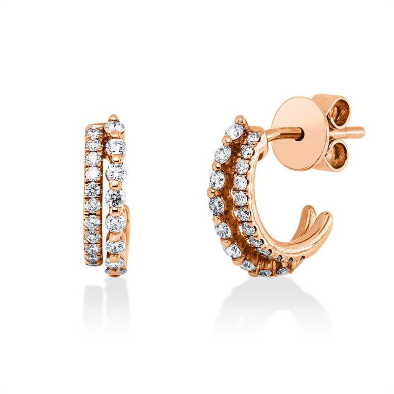Ohrstecker 14 kt RG, 18 Brill. 0,24 ct, TW-si, 24 Brill. 0,15 ct, TW-si