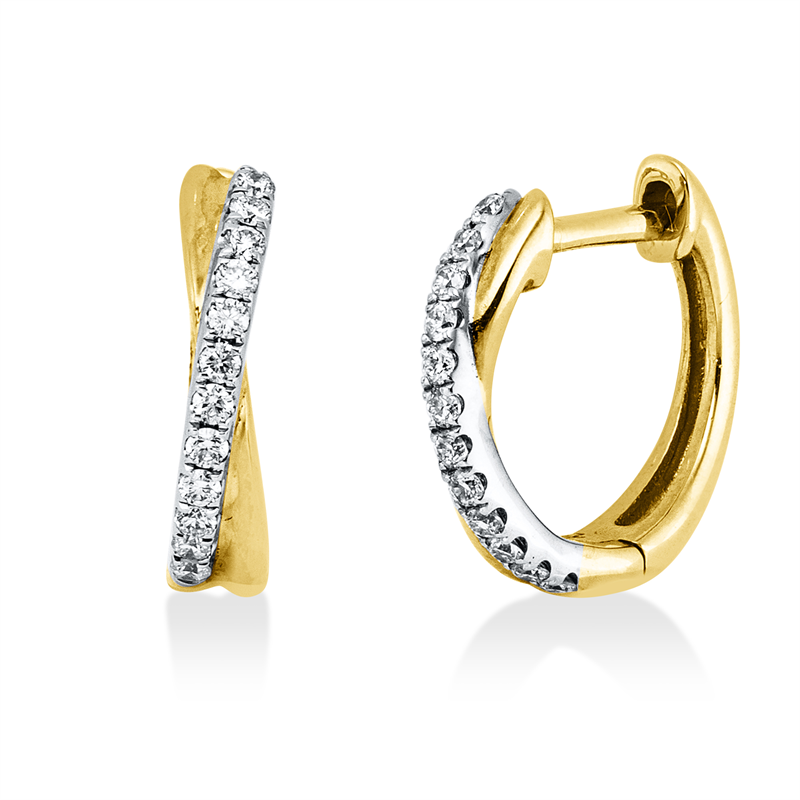 Creolen 14 kt GG+WG, 24 Brill. 0,15 ct, TW-si