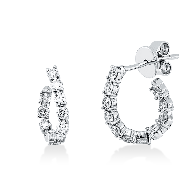 Ohrstecker 14 kt WG, 22 Brill. 0,87 ct, TW-si