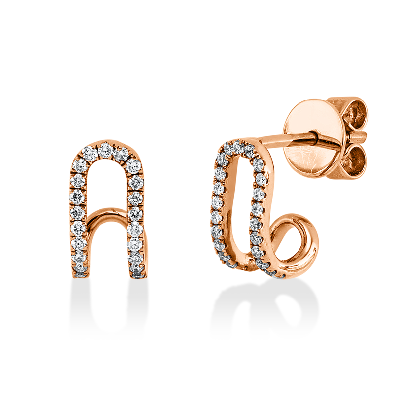 Ohrstecker 14 kt RG, 46 Brill. 0,18 ct, TW-si