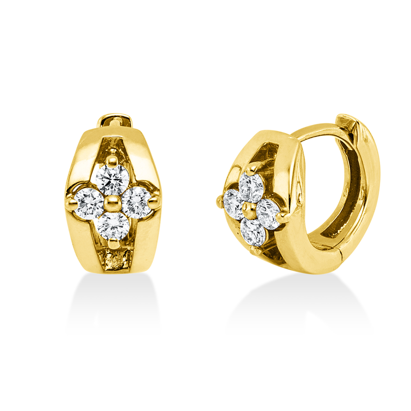 Creolen 14 kt GG, 8 Brill. 0,28 ct, TW-si