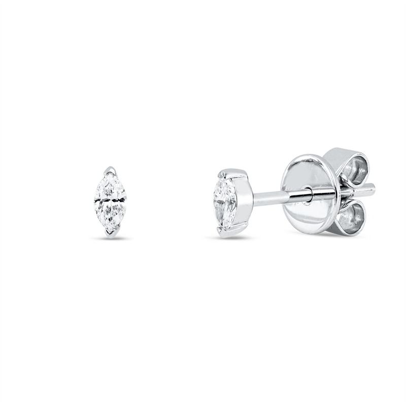 Ohrstecker 14 kt WG, v prongs, 2 Nav. 0,16 ct, TW-vsi/si