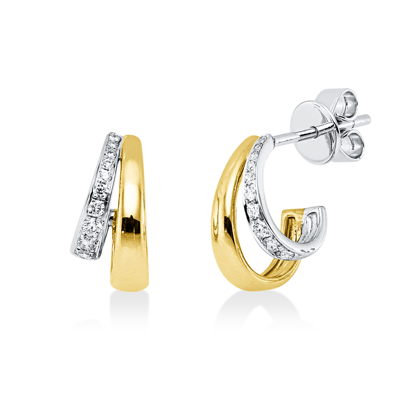 Ohrstecker 14 kt WG+GG, 8 Brill. 0,12 ct, TW-si, 12 Brill. 0,06 ct, TW-si