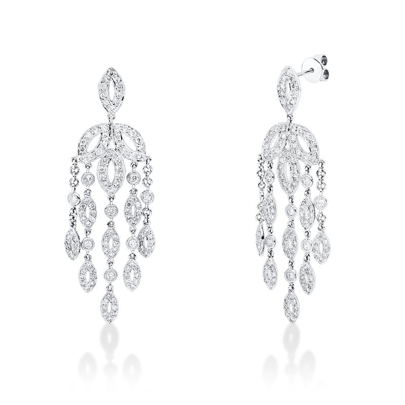 Ohrschmuck 18 kt WG, 224 Brill. 1,98 ct, TW-si