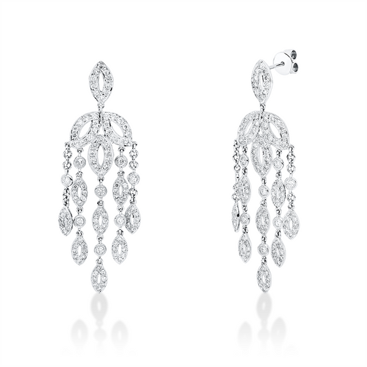 Ohrschmuck 18 kt WG, 224 Brill. 1,98 ct, TW-si