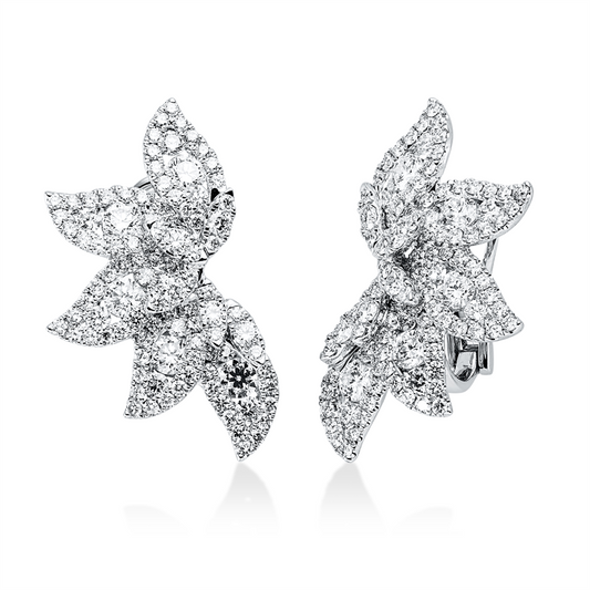 Ohrschmuck 18 kt WG, 10 Brill. 1,28 ct, TW-vsi, 204 Brill. 2,52 ct, TW-vsi