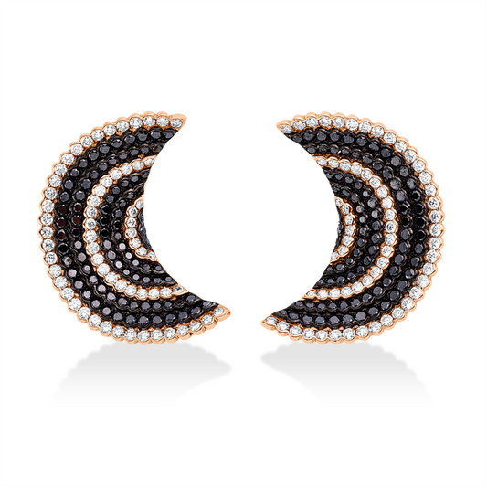 Ohrschmuck 18 kt RG, Fassung teils schwarz rhodinie, 122 Brill. 4,86 ct, TW-vsi/si, 168 Brill. 6,80 ct, schwarz
